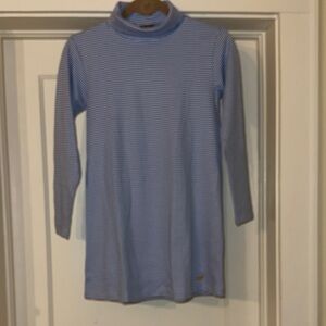 Girls Blue Striped Turtleneck Dress